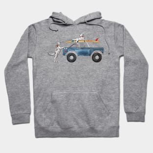 Ford Bronco with English Setters and Surfboards. Hoodie